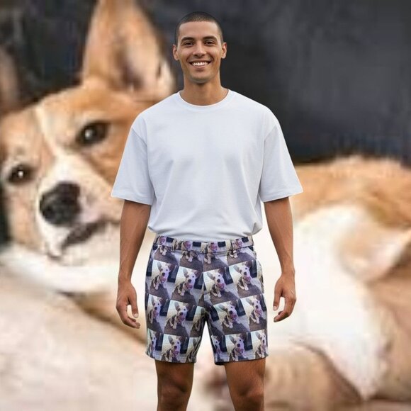 Print All Over Me Corgi Dog Shorts Unisex Large PAOM Pockets Christmas Birthday - Picture 4 of 12
